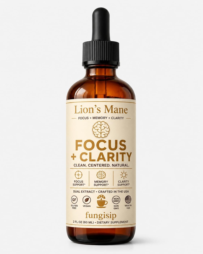 Teinture de lion – Soutien biologique du cerveau et de la concentration – Extrait de champignons liquides à base d'alcool ultra-potent – 2 oz