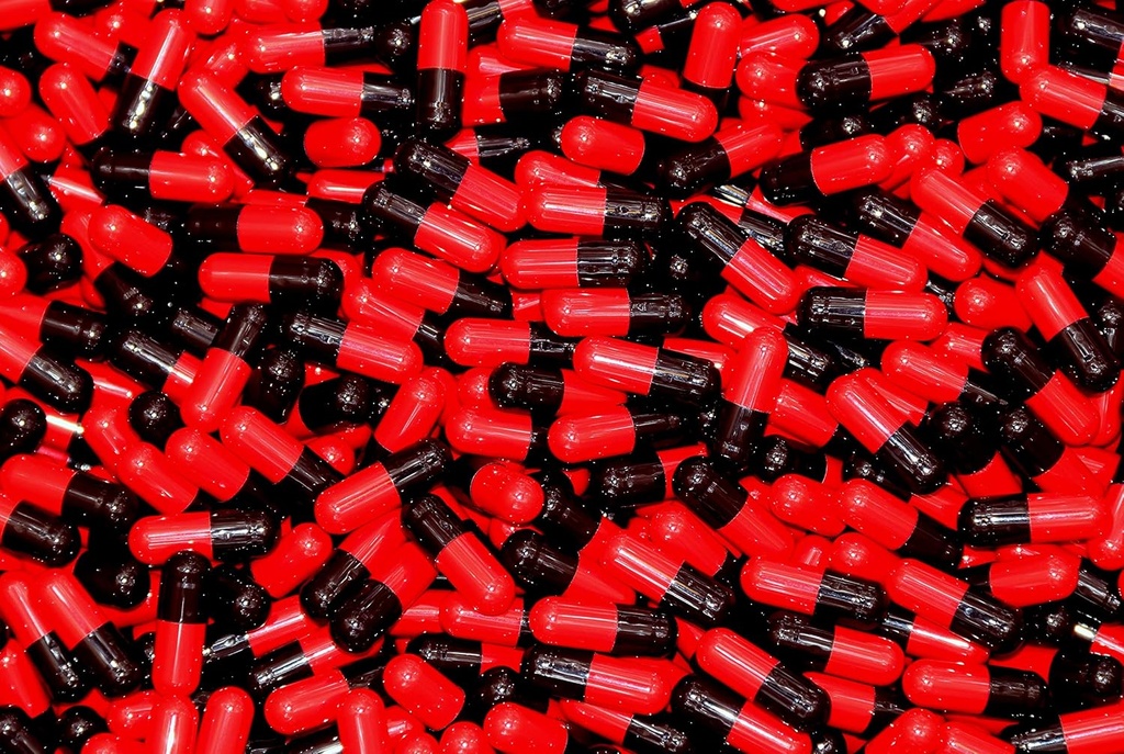XPRS Nutra Taille 3 Capsules vides - 5000 Compte Capsules de gélatine vides - Pills Bricolage Capsule Remplissage - Pure Pill Gel Caps pour Do-It-Youlf Suppléments (Noir/Rouge)