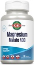 Malate de magnésium KAL 400mg, supplément de magnésium chélaté avec acide malique, soutien de l'énergie saine et de la fonction musculaire, absorption accrue, végétalien, non-OGM, 45 portions, 90 onglets veg
