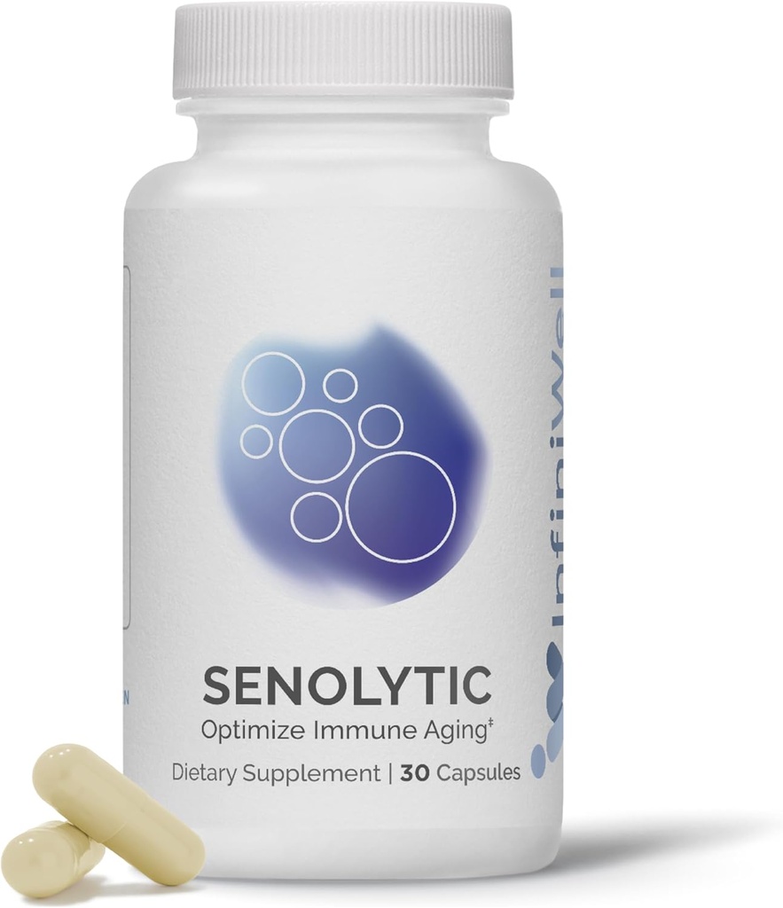 InfiniWell Senolytic Longevity Supplements - Optimize Cellular Aging, Help Support Cognitive Function & Neurological Processing - with Resveratrol, Pterostilbene & Quercetin (30 Capsules)
