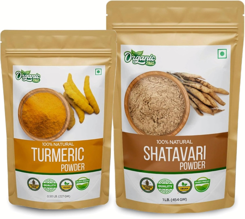 ZING ORGANIQUE Shatavari- 454g et poudre curcuma- 227g