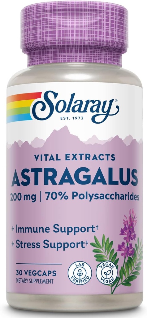 SOLARAY Extrait de racine Astragalus 200 mg Adaptogène et santé Imune Fonction et soutien du stress