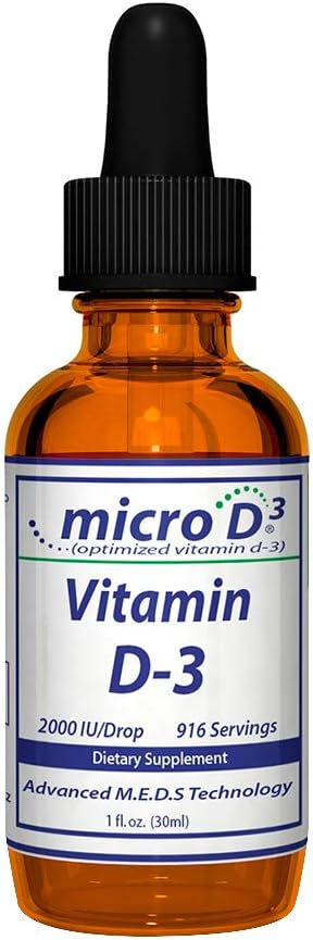 Nutrasal Micro D3 Vitamine D-3 gouttes - Concentration élevée (2 millions d'UI) Vitamine D3 avec la technologie Nano et jusqu'à 10X Absorption -1 oz (30 ml)
