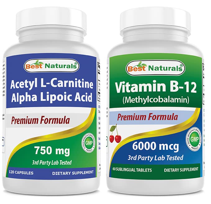 Meilleurs naturels Acétyl L-Carnitine et acide alpha lipoïque 750 mg et vitamine B-12 6000 mcg