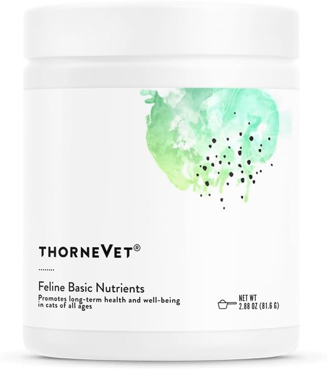 ThorneVet Feline Nutriments de base - Supplément santé multivitamine et poudre minérale pour chats de tous les âges - avec acides aminés, acides gras oméga 3 et probiotiques - Saveur de foie de boeuf savoureux - 120 scoops