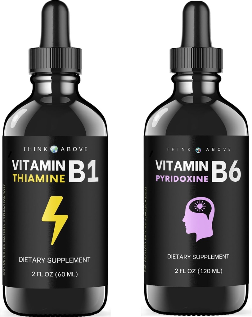 Ensemble de vitamine B6 et vitamine B1 - 2 oz chacun - gouttes liquides