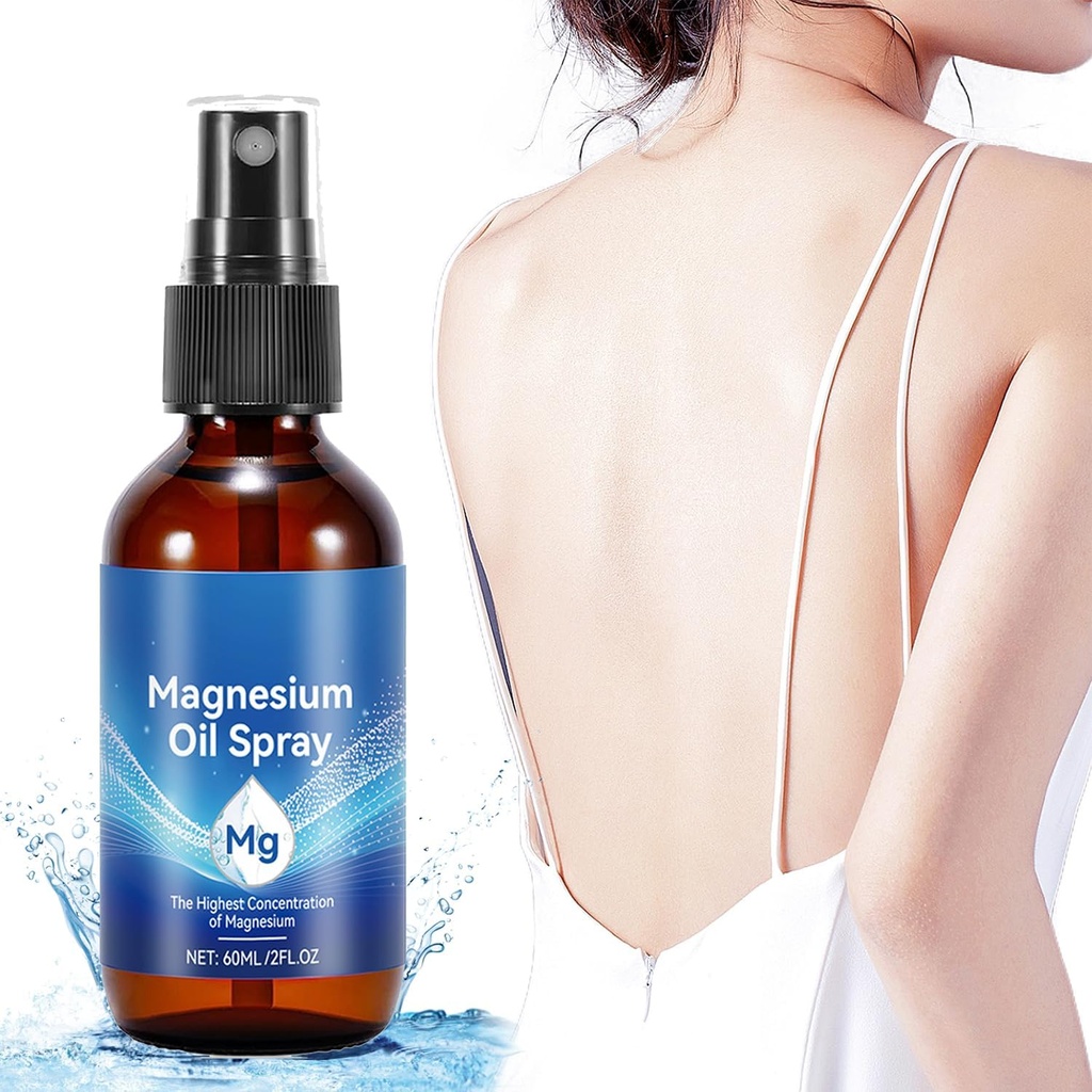 Spray à l'huile de magnésium pur, Spray au magnésium, Pas de minéraux traces malsains - Spray au magnésium naturel 100% bio pur, soutien articulaire santé et sommeil, absorption rapide - Facile à utiliser