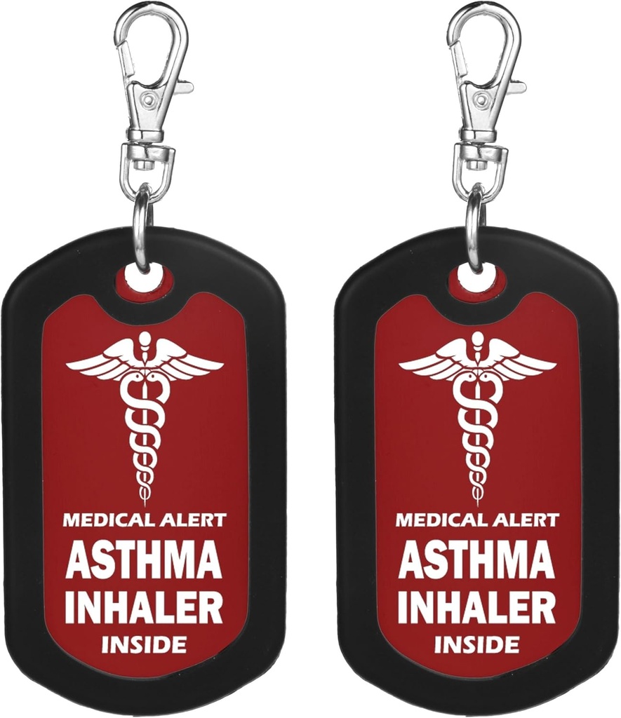 mnmoom 2pcs Inhalateur d'asthme à l'intérieur Tag-Red Alerte médicale