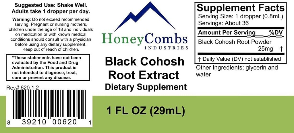16oz. Cohosh bleu – soutient la mémoire, les nerfs, la menstruation et plus – extrait liquide sans alcool