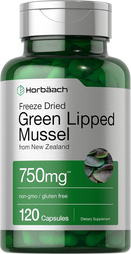 Horbäach Green Liped Mussel, 750 mg de 120 capsules de Nouvelle-Zélande
