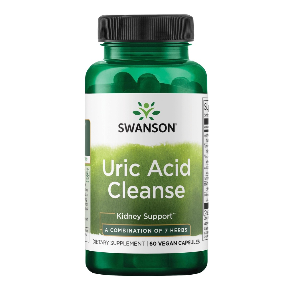 Swanson Uric Acid Cleanse - Supplément naturel Promouvoir le soutien au rein - Caractéristiques d'une puissante combinaison de 7 herbes - (60 capsules de légumes)
