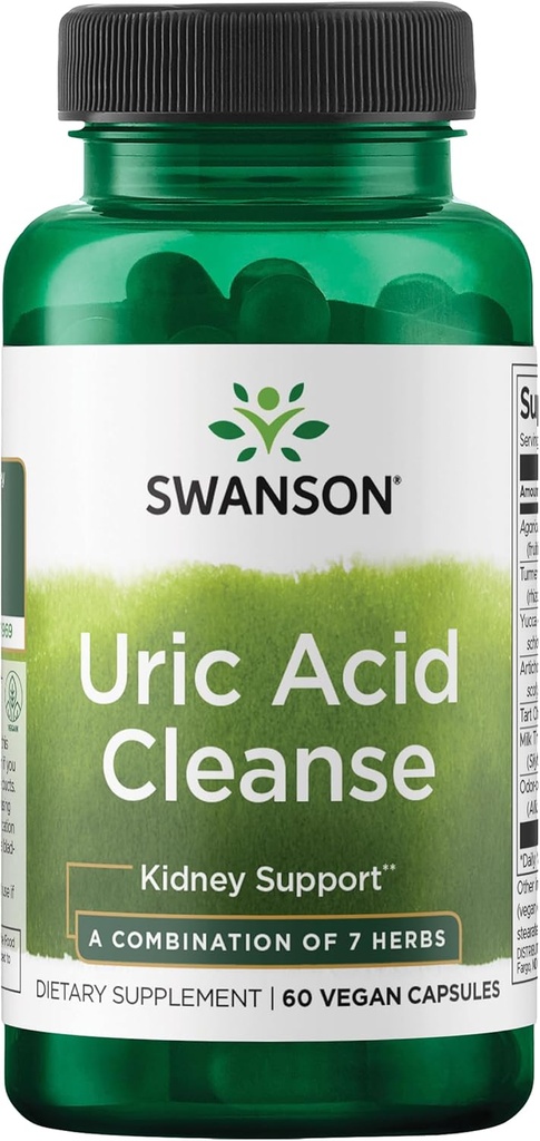 Swanson Uric Acid Cleanse - Supplément naturel Promouvoir le soutien au rein - Caractéristiques d'une puissante combinaison de 7 herbes - (60 capsules de légumes)