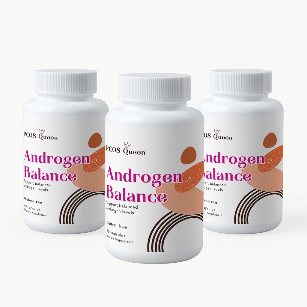 Androgen Balance - Supplément d'équilibre hormonal pour les femmes - Soutien pour l'excès de corps ou de poils faciaux, Balding, Fertilité (3 bouteilles)