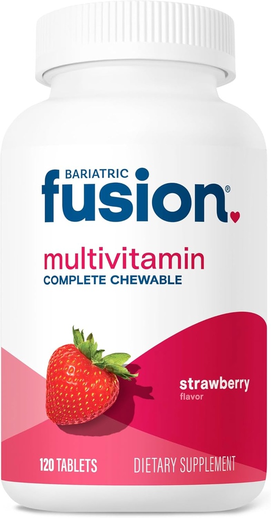 Fusion bariatrique Multivitamine bariatrique avec le fer Complete Chewable de fraise de fraise de poste Vitamines bariatriques pour le pont gastrique et la gastrectomie des manches de 1 mois