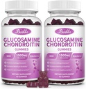 2 Pack Glucosamine Chondroïtine Gommies Extra Strength w/MSM,Elderberry, supplément de soutien mixte analuronique pour femmes, hommes, adultes-antioxydants pour confort et mobilité conjoints