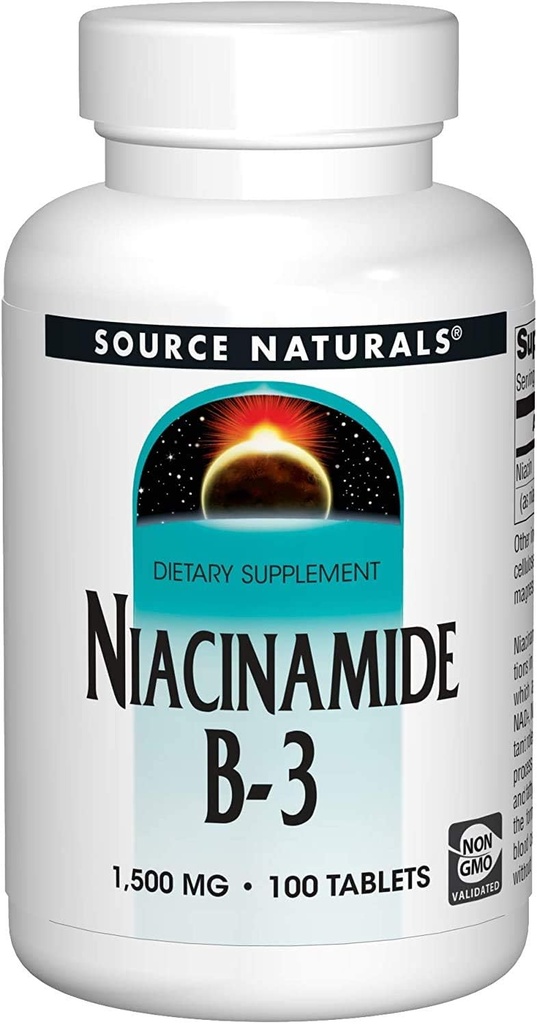 Source Naturals Niacinamide 1500mg, 100 onglets (2 pack)