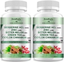 GREENPEOPLE Berberine Supplement with Ceylon Cinnamon - 120 Count Berberine 1500mg Berberine HCL Capsules with Bitter Melon/Artichoke Extracts & Natural Herbs for Immune Support 2 Pack