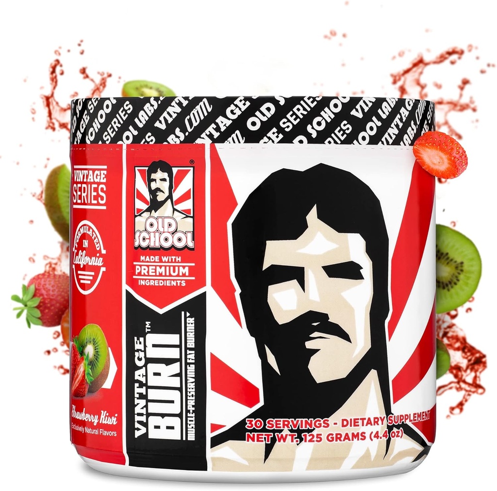 Brûlure Vintage – Poudre de brûleur de graisse pour les hommes et les femmes – Delicious Thermogen Fat & Weight Loss Drink - Haricot de café vert, caféine, cétones framboises – Fraise Kiwi Flavor - 30 portions