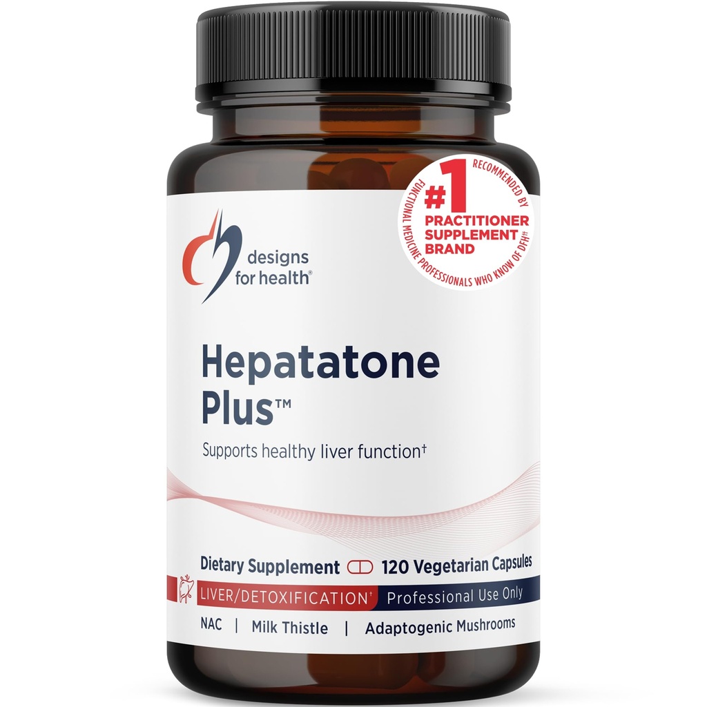 Designs for Health Liver Support Capsules - Hepatatone Plus avec Thistle de lait, NAC, Schisandra - Extraits de champignons pour nettoyer + Immmune Support - Supplément de détox hépatique pour les hommes + femmes (120 capsules)