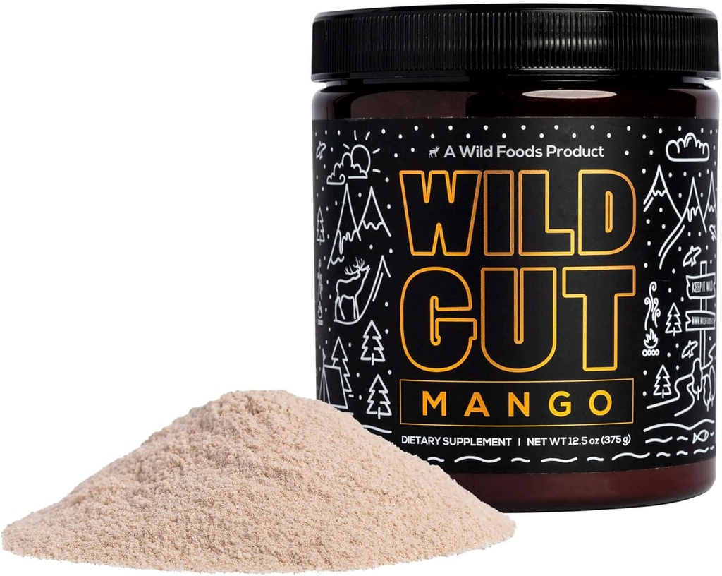 Poudre de boisson quotidienne d'électrolyte Wild Gut pour le soutien digestif: Psyllium Husk, Magnésium, Probiotiques, Enzymes digestifs, FOS, Licorice, Glutamine, Prébiotiques - IBS, Bloating, Gas, Crampes 12.5oz