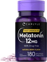 Carlyle Melatonin 12 mg Dissoudre rapidement 180 comprimés Sans médicament