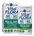 Vital Planet - Vital Flora Men Plus de 55 Probiotiques quotidiens, 60 Million CFU, Diverses souches, Prébiotiques organiques, Soutien immunitaire, Probiotiques stables du plateau digestif pour les hommes, 30 Capsules