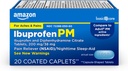 Soins de base Ibuprofène PM, Ibuprofène 200 mg et Diphénhydramine Citrate 38 mg Comprimés, soulagement de la douleur et aide au sommeil nocturne, 20 Compte