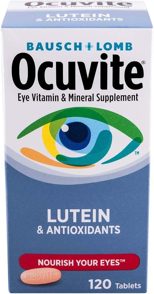 Bausch & Lomb Ocuvite Vitamine et supplément minéral pour les yeux avec comprimés de lutéine, 240-Conte