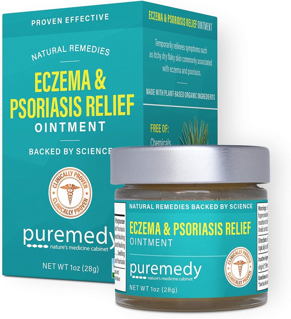 Puremedy Eczema & Psoriasis Relief Onguent Toutes les apaisements et revit les symptômes du démangeaison sèche Flacon Scratchy ou peau pleureuse - 1 oz Jar