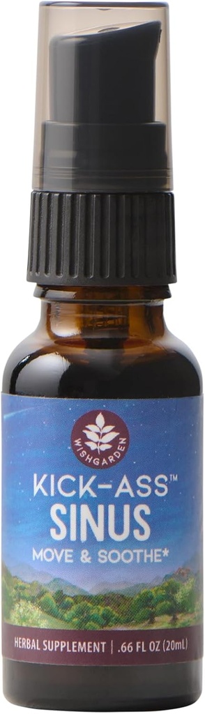 WishJarden Herbs Kick-Ass Sinus - Soulagement des sinus à base de plantes, Soulagement de la congestion des sinus et Soulagement de la pression des sinus pour adultes, Soulagement des sinus naturels et des sinus, Soutien des sinus toutes saisons, .66oz