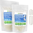 XPRS Nutra Gélatine Taille 0 Capsules séparées - 500 Compter Capsules vides claires Séparées dans des sacs - Taille 0 pilules de gélatine - Effacer les capsules de gel vides pour le remplissage supplémentaire de bricolage