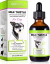 Chardon de lait pour chiens, gouttes de soutien du foie de chien - Chardon de lait de chien aide le foie de chien Detox, supplément animal traite avec l'huile de saumon, complexe Curcumine C3 et Omega 3 EPA & DHA, Bacon Flavor - 2 fl.oz
