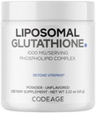 Codeage Poudre de glutathion liposomique - 1 000 mg Vegan Réduction de L-glutathion par portion, Livraison liposomique - 2 mois - Non aromatisé - Phospholipide - Non-OGM Sans gluten - 2,22 Oz