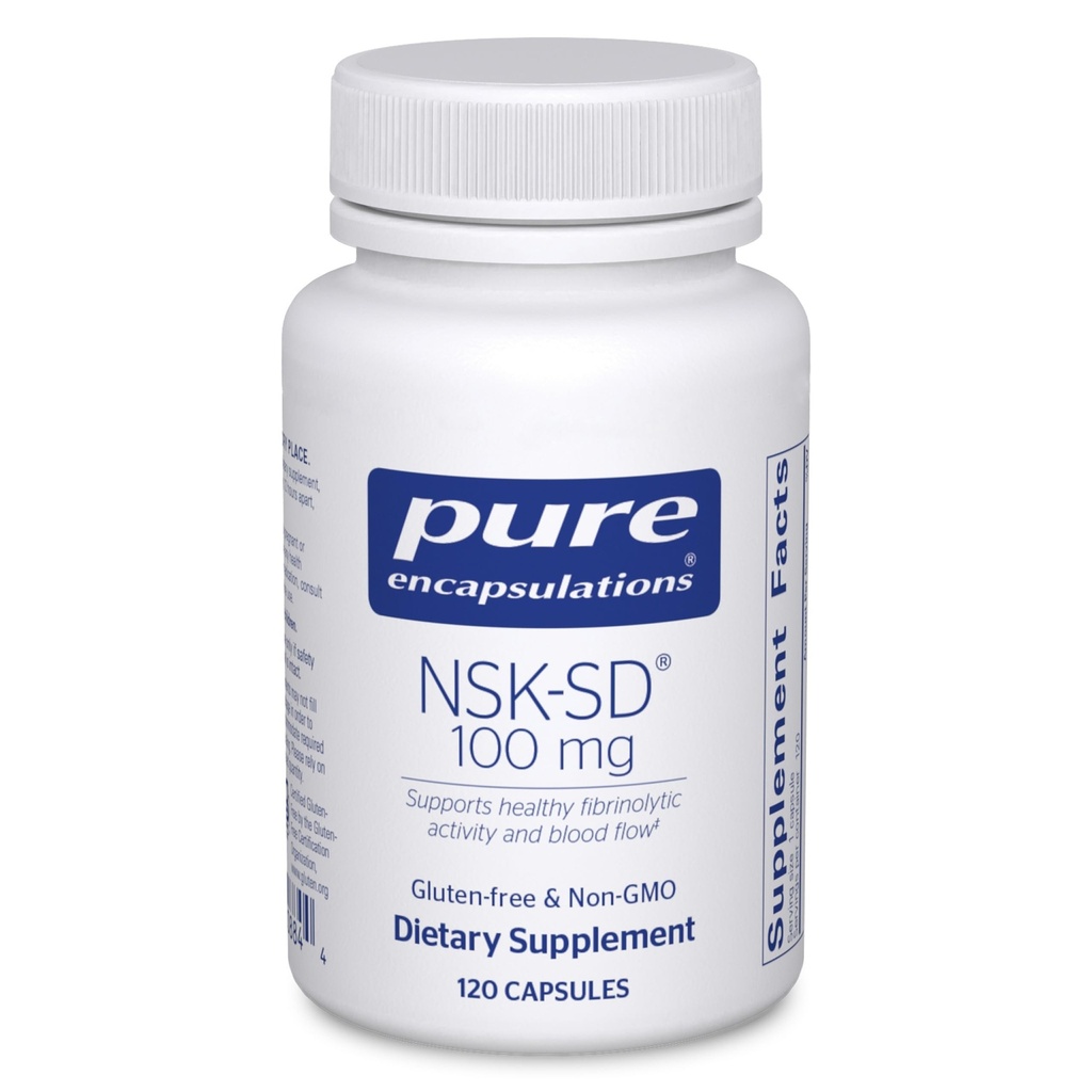Encapsulations pures NSK-SD - 100 mg Nattokinase - pour la circulation sanguine normale - soutient l'activité fibrinolytique* - sans gluten et sans OGM - 120 capsules