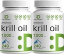 SUPPLÉMENT DE DÉAL 2 Paquet d'huile de krill antarctique, 1 000 mg par portion, 480 softgels – sans mercure, sans goût de poisson – riche en oméga-3s, EPA, DHA, Astaxanthine et Phospholipides – non-OGM, sans gluten