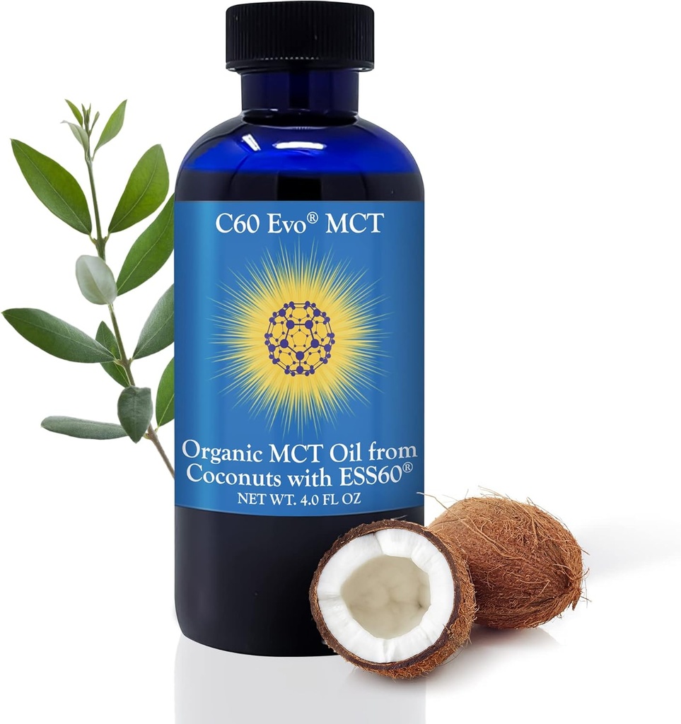 MCT Oil from Coconuts with C60 ESS60, Immune Support, Sleep Aid Rich in Antioxydants, Flexibility and Joint Support Supplement, Promote MCT Wellness for Energy Boost (4 oz)