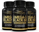 FREZZOR Omega 3 Noir pour l'entretien et le confort des articulations - Nouvelle-Zélande Capsules d'huile de moules à lèvres verte; 53x plus haute puissance avec UAF1000+ Super antioxydant, sans arrière-goût de poisson, 60 Compte (paquet de 3)