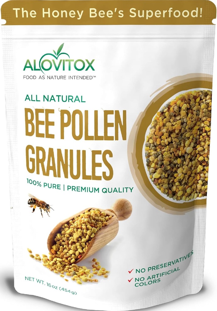 Alovitox Abeille Pollen Granules 16 Oz.100% Pure, frais Abeille crue Pollen.