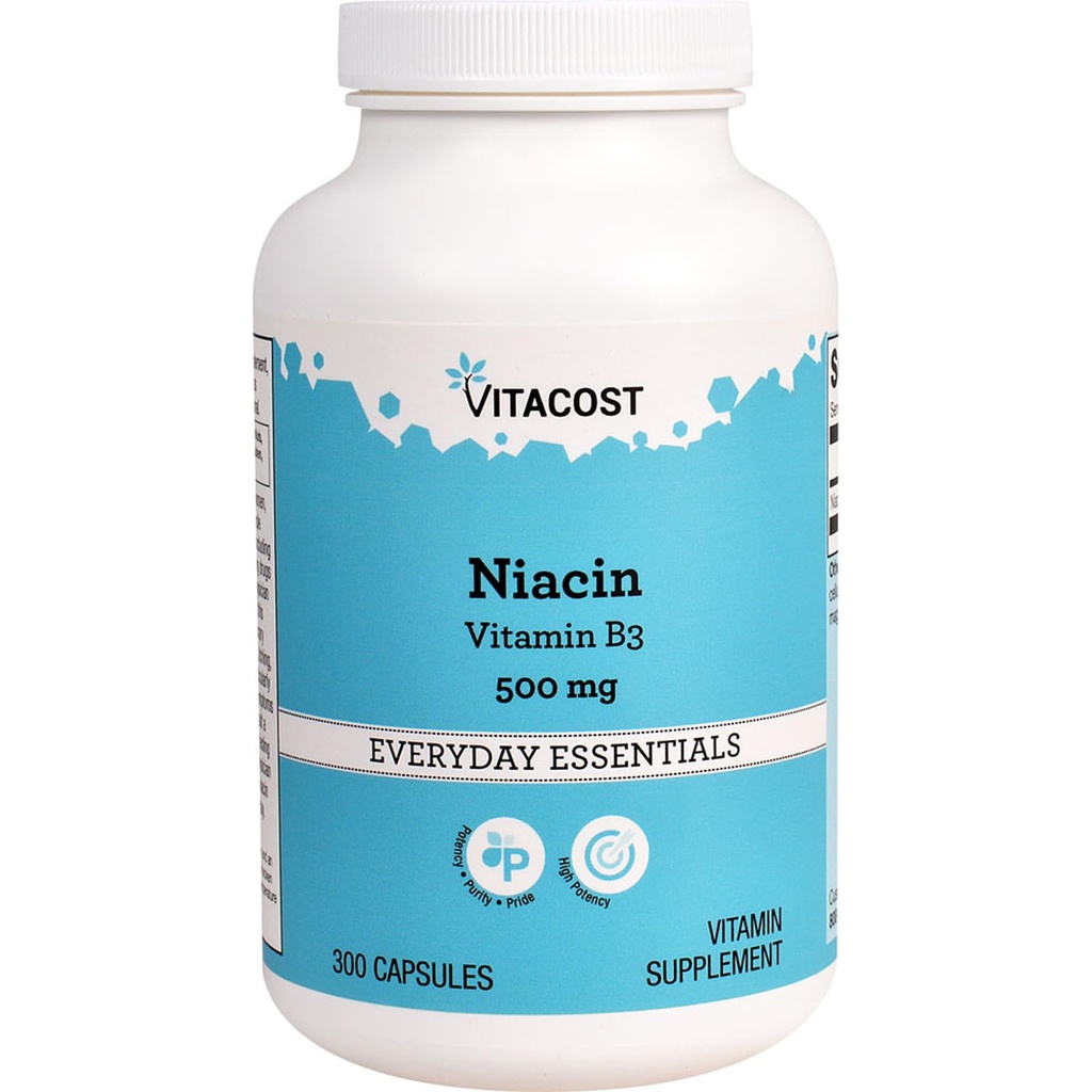 Vitacost Niacin (vitamine B-3) - 500 mg - 300 gélules