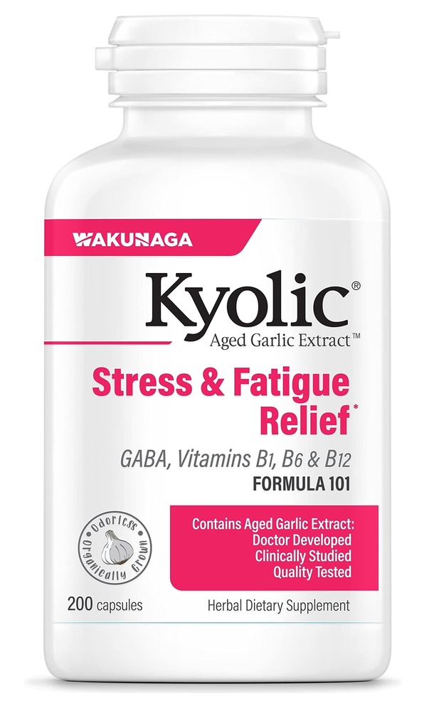 Extrait d'ail kyolique, formule 101, soulagement du stress et de la fatigue, 200 capsules.