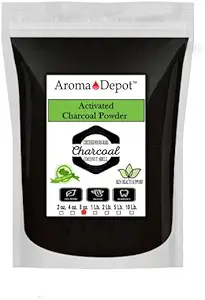 Aroma Depot 8 oz. Poudre de charbon activée de coco - soutient la santé, végétalien, non-OGM, sans additifs, grade alimentaire, poudre blanchissante de dents, charbon de bois pour l'égratignure faciale et la préparation de savon. (8 oz.)