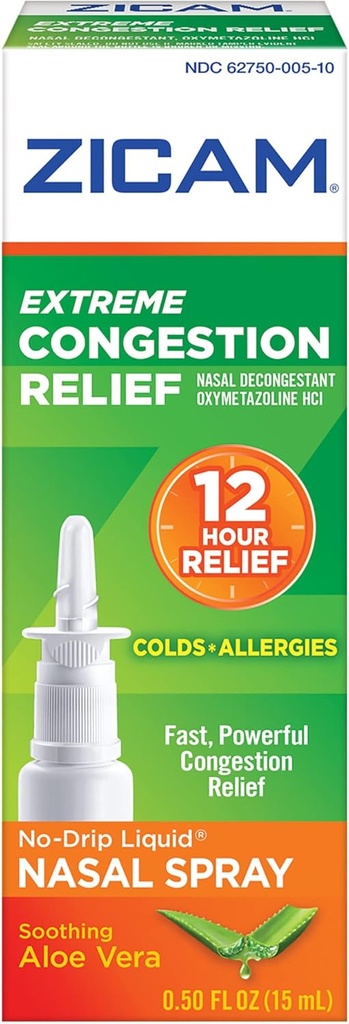 Zicam Extreme Congestion Relief Nasal liquide sans goutte avec Aloe Vera apaisant, 0,5 once (paquet de 2)