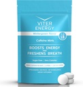 Viter Energy 40mg Menthes de caféine - Sans sucre, B Vitamines, Vegan, Boosts Fast Energyized Alert Focus, Pills de supplément nootrope caféiné (arôme vert interverti, 8oz, sac en vrac)