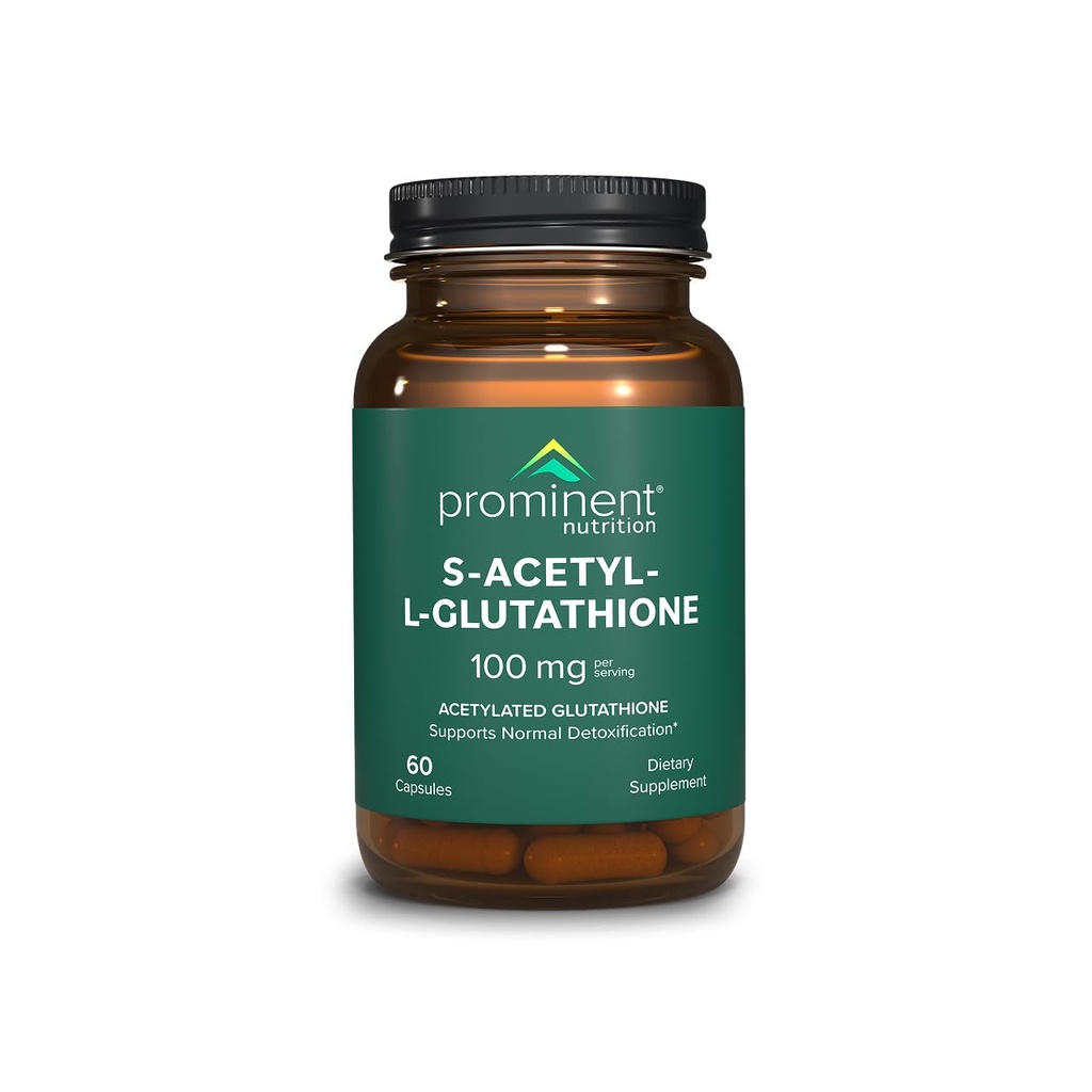Prominent complément alimentaire S-acétyl L-Glutathion - Glutathion acétylé à l'émothion cliniquement étudié pour le soutien de la détoxification normale du foie et l'effet antioxydant optimal, végétalien - 1 paquet