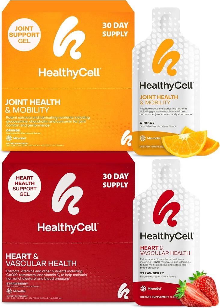 Healthycell Heart & vasculaire Health + Suppléments conjoints santé et mobilité pour les hommes et les femmes