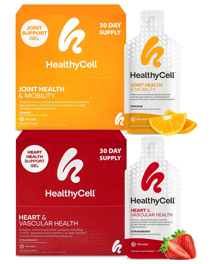 Healthycell Heart & vasculaire Health + Suppléments conjoints santé et mobilité pour les hommes et les femmes