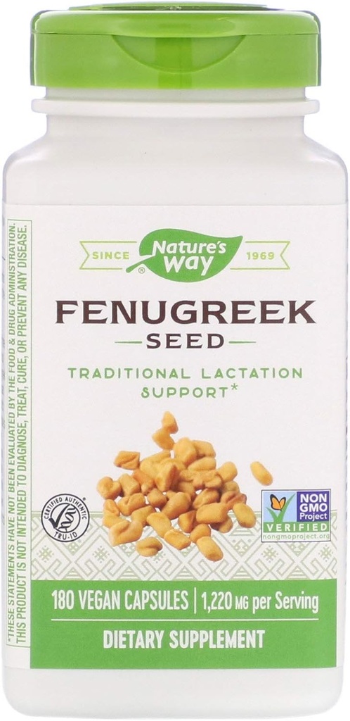 Nature's Way Fenugreek Seed 1,220 mg, Projet non-OGM vérifié, certifié TRU-ID, végétarien, 180 Compte, paquet de 2