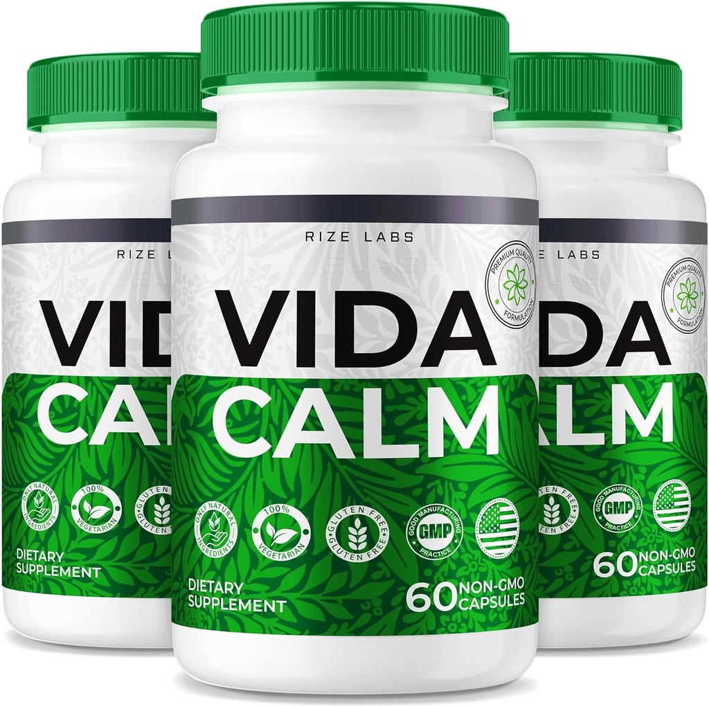 labs de taille - Vida Calm Advanced Formula Capsules, Fournit une force maximale, pour le stress, Calme, Relaxation, Supplément (180 capsules)