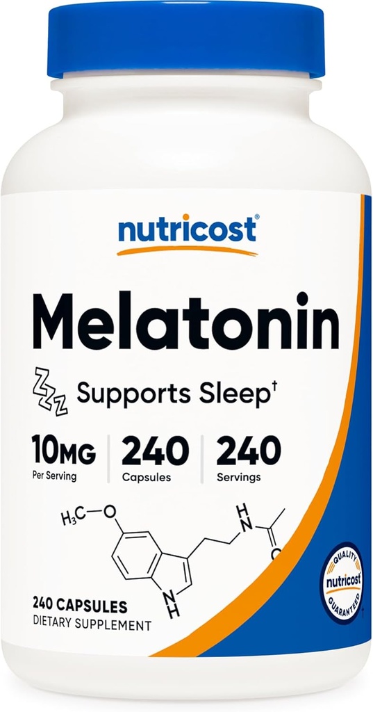 Nutricost Melatonine 10mg, 240 Capsules, sans OGM et sans gluten