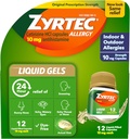 Zyrtec 24 heures Gels liquides antiallergiques, Capsules d'antihistaminique avec Cétirizine HCl Allergie Médecine pour soulager toute la journée du nez de runny, éternuer, yeux démangeants et plus, 12 Compte